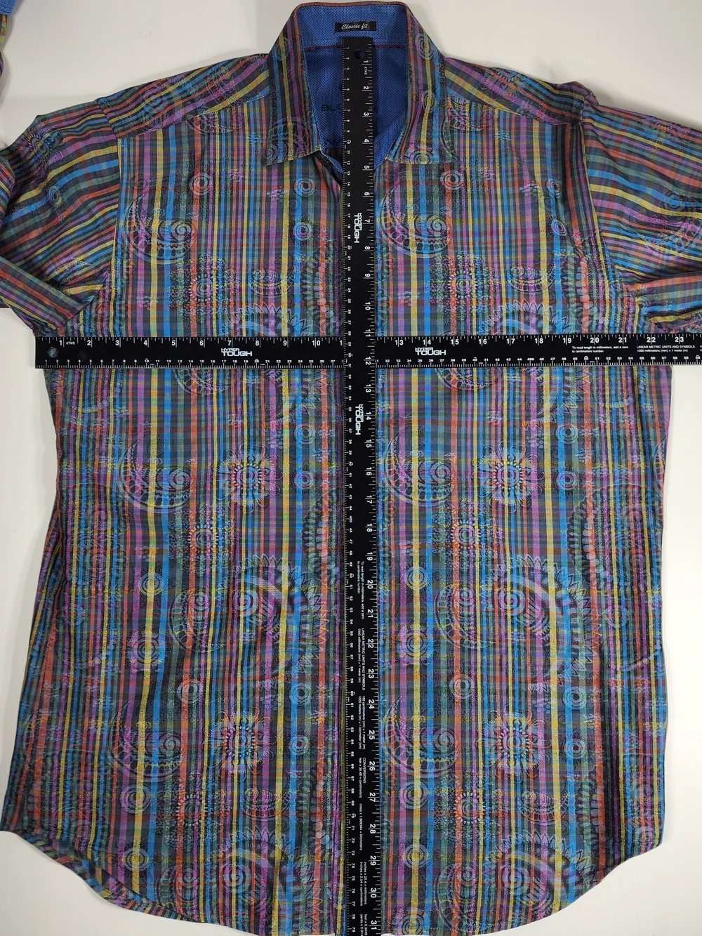 Bugatchi Multicolor Plaid Dress Shirt with Blue Contrast